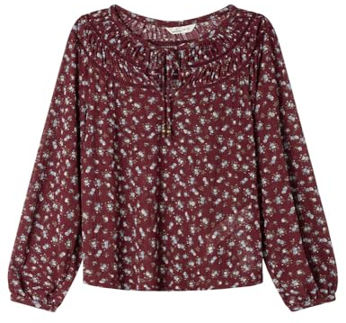 Springfield Nueva Camisa De Estructura con Bordado De Árboles, Wine, XS