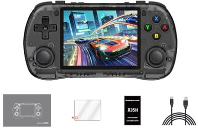 RCARTOYRTR X35H Horizontal Handheld Gaming Console, Portable Rechargeable Handheld Game Console with 3.5-Inch IPS Screen, Supports 20+ Emulator Formats