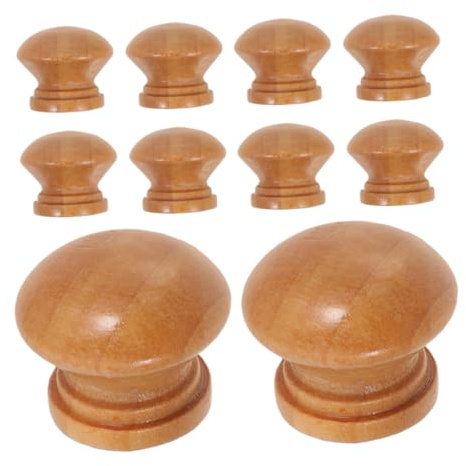 SHINEOFI 10pcs Small Round Solid Wood Drawer Knobs Rustic DIY Dresser and Closet Door Pulls Wood Cabinet Handles Furniture Accessories for Home