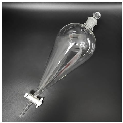 Cristalería de Laboratorio Embudo de decantación con tapón de vidrio esmerilado, capacidad de 60 ml a 7000 ml, válvula de conmutación de PTFE.(60mL)