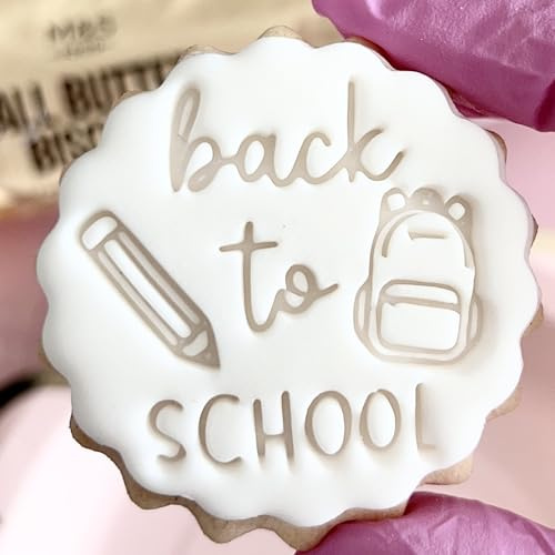 Back to School Cookie Cutter Pencil Backpack Fondant Stamp Embosser Biscuits Cupcakes fits All Butter Biscuits First Day Back m&s Marks and Spencers Kids School Term Ideas Free Matching Cutter