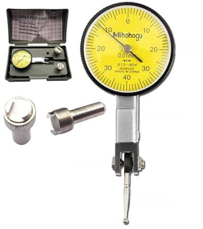 Reloj comparador, Indicador de Dial pequeño Universal de 350mm soporte de Base magnética 0-0,8mm 0,01 comparador de prueba de Dial for calibración de equipos Para 3D, entornos de laboratorio(Nero)