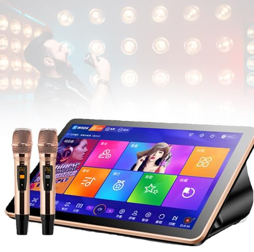 Attrezzatura per Karaoke, Macchina da Tavolo per Cantare, Macchina con Microfono Wireless, Telefono con Schermo E Controllo Tramite App, Disco Rigido Integrato 2TB-Black