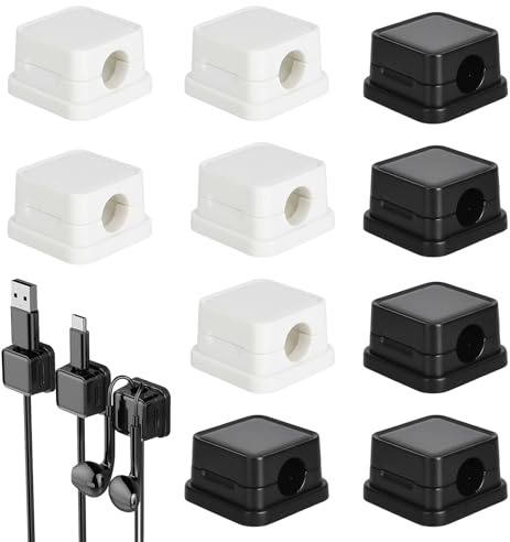 Organizadores De Cables,10 Piezas Sujeta Cables Adhesivo,7.5mm Organizador Cables Escritorio, Soporte De Cable De Carga De Teléfono,Para Hogar,Oficina,Mesitas De Noche, Cables De Carga