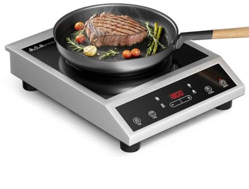 Saitravexia Portable Induction Cooktop 1800W, Single Burner Induction Cooker with Touch Control, Low Power Continuous Heating, Dual IGBT System, Dual Cooling Fans, Timer, Safety Lock, 110-120V