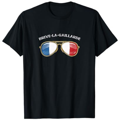 Brive-la-Gaillarde France Vintage Flag Sunglasses T-Shirt
