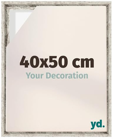 yd. Your Decoration - Cornice a cassetta per tela 40x50 - Bianco Vintage - Compatibile con telaio - MDF - Lyon