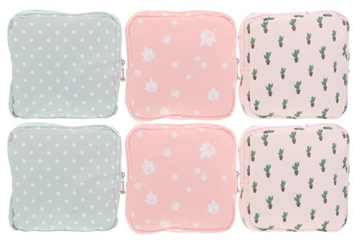 SOPOTUTU 6 Stück Sanitary Pad Aufbewahrungstasche mit Großem Fassungsvermögen Diskretes Design Tragbar für Damenbinden und Hygieneartikel für Reisen Schule Outdoor Modische Perioden