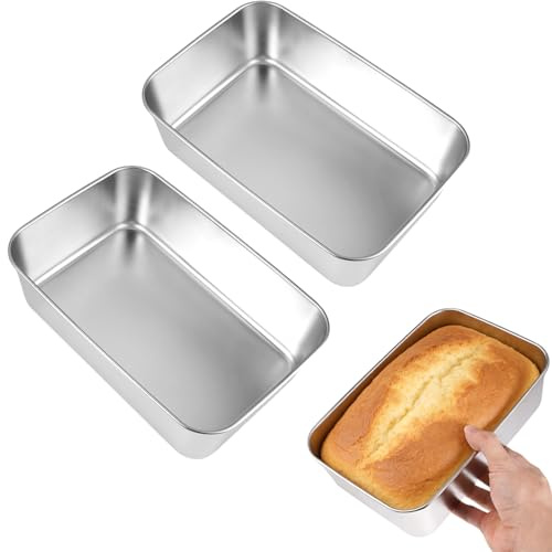 2 st. rektangulär brödform i låda, 22 x 15 x 6,5 cm rostfritt stål plommonkakform, non-stick burkform, lätt att rengöra och diskmaskinssäker, för brödrostat bröd (silver)