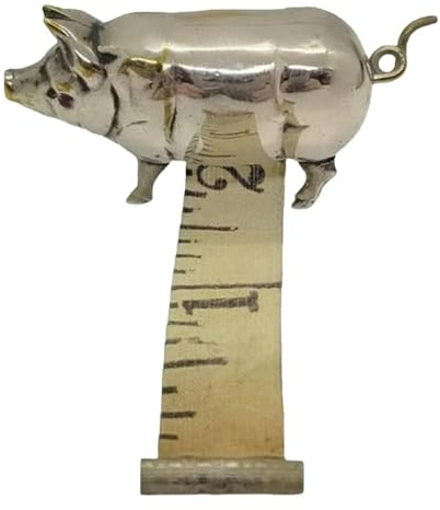 Mini cinta métrica de cerdo, cinta métrica de animales de metal vintage, regla de bolsillo pequeña portátil retráctil, cintas métricas para coser colchas artesanales
