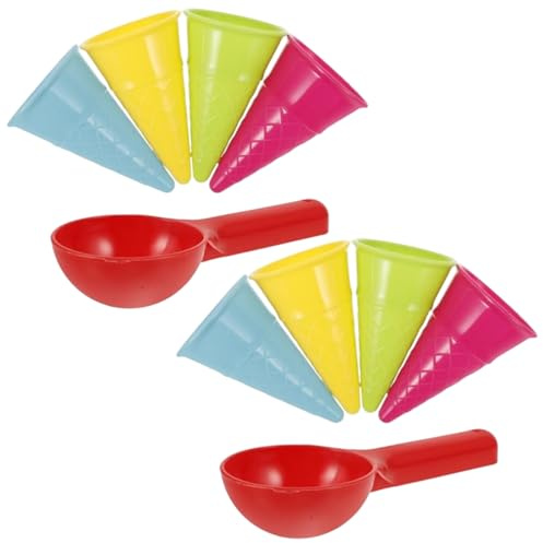 Monetais 10Pcs Beach Toys, Colorful Plastic Sand Toys, Educational and Fun Ice Cream Cone & Scoop Molds Set for Kids, Dessert Lovers