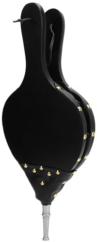 Soufflet de cheminée, souffleur d’air manuel pour bois, soufflet à main pour cheminée et barbecue, souffleur de feu en cuir PU résistant à la chaleur avec poignée en bois pour chem (tube d'argent)