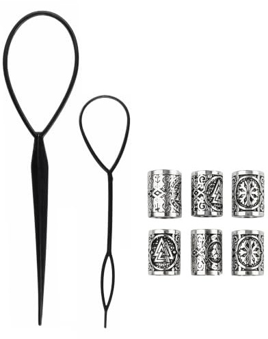 Naseom Perle de Barbe Viking Homme Perle à Barbe pour Tresses et Dreadlocks