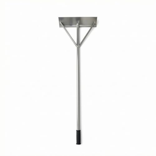 Milageto Rastrello Livellatore Sabbia Manico Lungo Rastrello Metallico Sabbia Testa Larga Spianatore da Prato per Pista di Sport , Rastrello In Acciaio Inossidabile A Denti Piatti Diametro Manico 32