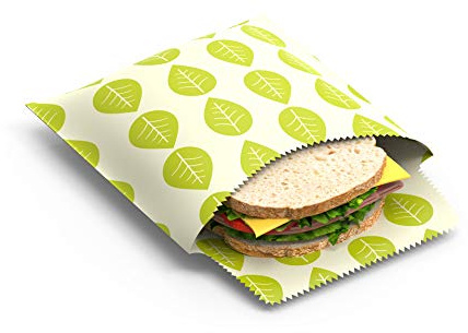 Tala Vegane Wachstücher für Sandwiches und Snacks - Wiederverwendbare, plastikfreie Lebensmittelverpackung für die Schullunchbox - 2 fettabweisende Baumwolltaschen, 1 x 17cm x 17cm & 1 x 17cm x 21cm