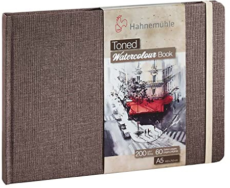 Hahnem?hle Toned Watercolour Book - Beige, A5 Landschaftsformat, 30 Blatt / 60 Seiten, 200 g/m?