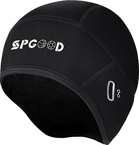 SPGOOD Fahrrad Mütze Radmütze Helm Unterziehmütze Herren/Damen Fahrrad Kappe Sportmütze Laufmütze Bike Warm Cap Winter Winddichte Wintermütze Atmungsaktiv Helmmütze(Schwarz)