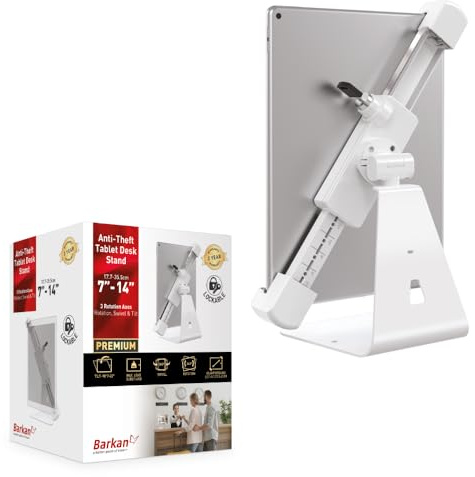 Barkan Lockable Tablet Mount Holder for 8.7-12 inch Devices, Anti-Theft, Desk Stand, 360 Degree Rotation Bracket, fits Apple iPad/Air/Mini, Samsung Galaxy Tab