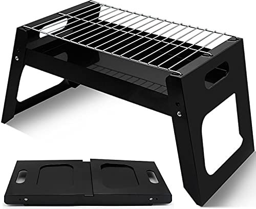 Pliable Grill Barbecue Portable BBQ de Table au Charbon de Bois sans Fumée en Acier Inoxydable à l'Extérieur pour Terrasse Pique-Nique Camping Voyage