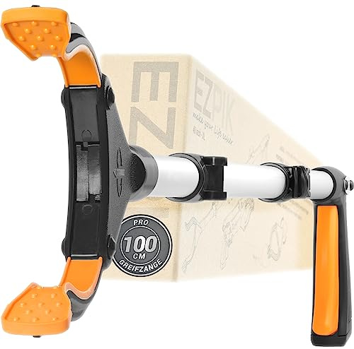 EZPIK 1 x 100 cm Greifer für Senioren mit Magnet-Greifarm, Robuste Greifzangen für Menschen mit Behinderungen, Drehbare Müllgreifer Zange, Gehilfe mit Befestigungsclip, 1er-Pack, Silber