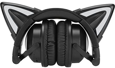 Lazmin112 Casque d'oreille de Chat Mignon, Casque de Jeu Stéréo sans Fil Bluetooth, écouteur de Musique Pliable avec Lumière LED Colorée, 8 à 10 Heures de Lecture, pour Enfants Adultes