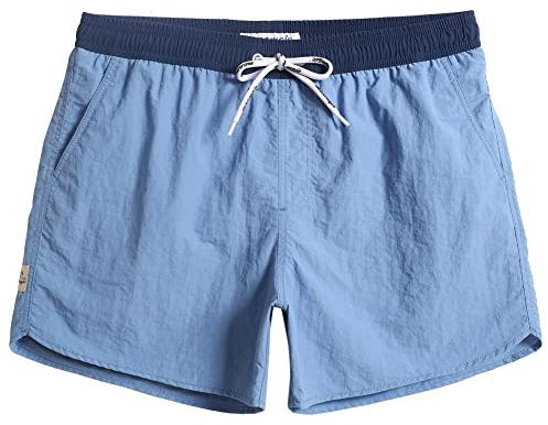 maamgic Homme Short de Bains Maillot de Bain Garcons Pants Court de Sport Séchage Rapide Couleur Unie, Bleu Céleste, XXL