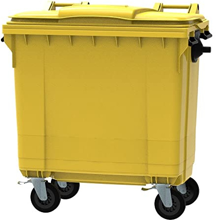 ESE France Conteneur Poubelle à déchets 4 roues - 770L - Robuste et Professionnel - 100% Recyclé - Jaune - Fabriqué en France