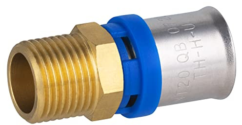 Racor recto macho Ø20-1/2 multicapa a prensar | Pack de 10 unidades | Conexión resistente y duradera | Ideal para instalaciones de fontanería | Fácil instalación y ajuste seguro | QUICK PLOMBERIE