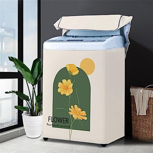 Odot Flowers Washing Machine Cover Top Load Waterproof Dustproof Washer Machine Dryer Protector Sunscreen Washer Dryer Cover for Most Top Load Washer Dryer (Carnation,XL(8.5-12kg))