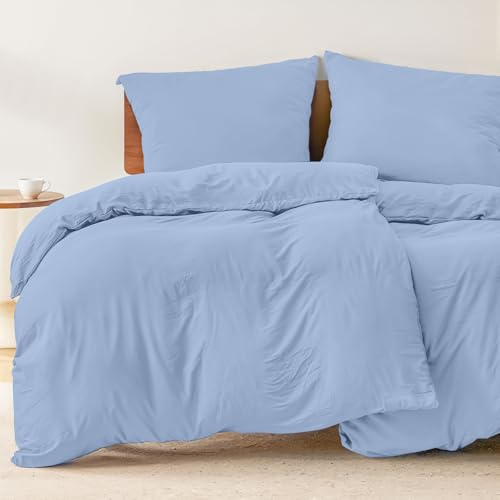 Dreamzie - Bettwäsche 135x200 4teilig Set Blau – Bettbezug mit 2 Kissenbezug 80x80 – Mikrofaser Weich & Pflegeleicht - Oeko-Tex