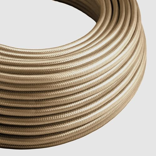 5Meters 3 Core Round Vintage Fabric Braided 0.75mm Flex Flexible Cable Electrical Wire for DIY Lamps Industrial Pendant Lights Lighting Appliances (Cream) | Flexible Cable Electrical Wire for DIY Lamps Industrial Pendant Lights Lighting Appliances (Cream)