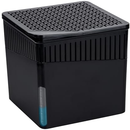 WENKO Déshumidificateur Cube 500 g, pour pièces jusqu’à 40 m³, elimine l'humidité, anti moississure, sans électricité, silencieux, rechargeable, noir