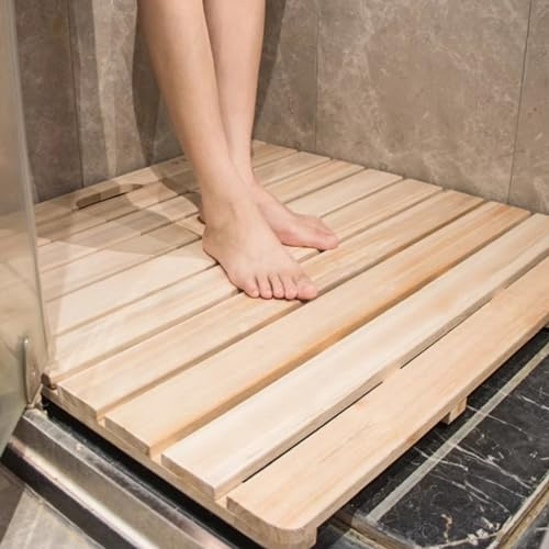 Caillebotis Douche Tapis de Douche Spa pour Douches/baignoires/sols, Padel de Bain en Bois Naturel Design à Lattes, Accessoires de Bain Antidérapants Imperméables, Format Personnalisé (Size : 100 x 1