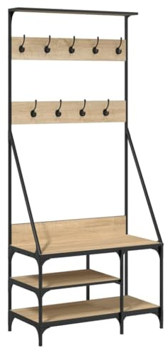 vidaXL Kleiderständer, Garderobe mit Schuhablage, Freistehend Garderobenständer Standgarderobe, Flurgarderobe Kleideraufbewahrung, Sonoma-Eiche