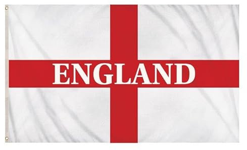 St George's Cross Flag with England (5ft x 3ft) Polyester Double-Stitched Seam Metal Eyelets