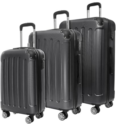 TRVLMORE Juego de Maletas 3 Piezas - Juego Maletas de Viaje - Set Maletas de Viaje - Pack Maletas Viaje - Maleta de Equipaje de Mano, Maleta Mediana y Maleta Grande - Negro