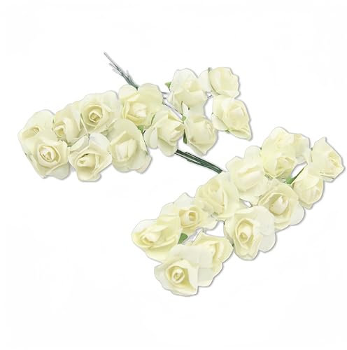 144 mini rose carta bomboniera confezione scatola fiore artificiale fai da te (Avorio)