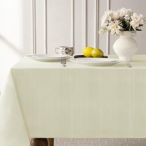 Softalker Tischdecke Weihnachten 320 x 140 Beige Abwaschbar Wasserabweisend Leinen Struktur rechteckig großes Tischtuch festlich Deko für Outdoor Draußen Garten Party Geburtstag Silvester Neujahr
