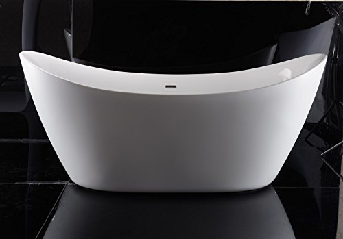BERNSTEIN Freistehende Badewanne Siena Acryl - 173 x 73 cm - Farbe wählbar, Farbe:Weiß glänzend
