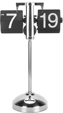 Buachois Digitale Flip-Uhr, Teleskop-Zugstange, mechanische Down-Flip-Uhr, batteriebetriebene Schreibtischuhr mit automatischem Umblättern für Wohnzimmer, Büro (Schwarz)