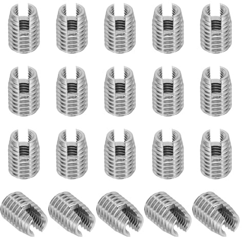PATIKIL Self-Tapping Threaded Inserts, 20 Pcs M6 x M10 x 14mm 303 Stainless Steel Thread Adapter Reducer Slotted Screw Repair Inserts Nuts Sleeve