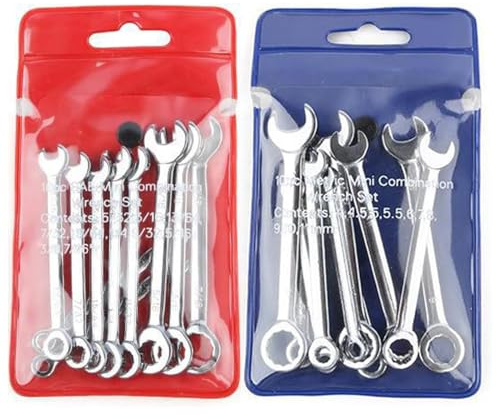 Bestgle Set di 20 mini chiavi inglesi, chiavi di accensione combinate con estremità a scatola aperta, 4-11 mm, a testa fissa da 5/32-7/16, set di chiavi piccole per il montaggio di mobili di piccole