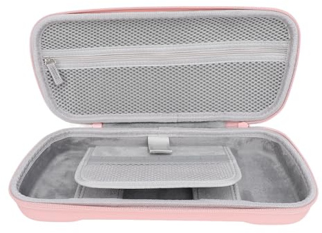 XUMIUZIY Compact Hard Protective Case, Portable Hard Shell Travel Bag with Pockets, for Rog Ally X 2024 RC72LA, for Rog Ally 2023 RC71L, for Claw A1M & Other Accessories (Light Red)