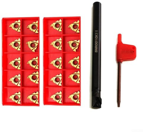 PETSTIBLE Drehbank-Bohrstangenhalter-Klingen-Set, CNC-Drehbank-Bohrstangenhalter SNR0010K11 mit 20PCP 11IR A60 Klingenset