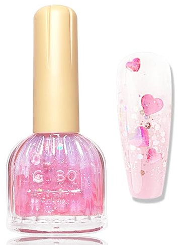 Virellay Nagellack Klar Glitzer, Glitzer Nagellack Durchsichtig auf Wasserbasis Ohne UV Lampe, Klarlack Langanhaltender Schnelltrocknender für Frauen DIY zu Hause, 10 ML (Klar Rosa Glitzer, 10 ML)