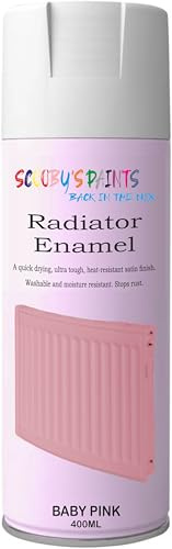 SCOOBYS PAINTS BACK IN THE MIX Radiator Aerosol Spray Paint Heat Resistant To 100ºC - Quick Air Drying No Primer Needed anti rust moisture resistant (Baby Pink)