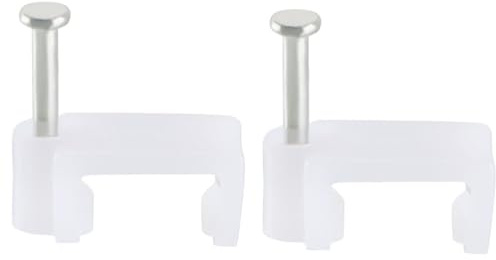 TA-VIGOR 200Pcs Round Cable Clips, 12mm Electrical Cable Wall Clip, Steel Nails Tacks Holder for Organizing Ethernet, Electric Wires Cables Line, TV Cable, Telephone line, White