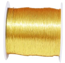 1 Roll Gold Twine String 0.2mmx100m Metallic String Metallic Tinsel Cord Embroidery Thread for Crafts Beading Gift Wrapping