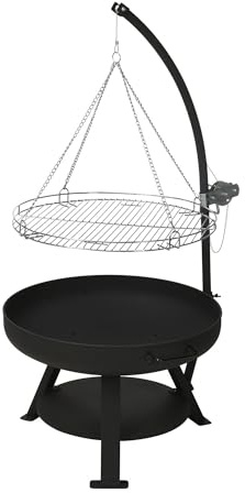 Barbecue et brasero 2 en 1 : grille réglable en hauteur, bol en métal robuste et grille chromée