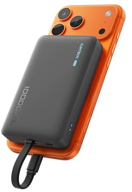 CUKTECH CP12 Batterie Externe Magnétique 10000mAh avec Câble Intégré USB C, Power Bank Portable Charge Rapide 22.5W Filaire et 7.5W sans Fil MagSafe pour iPhone 16/15/14/13/12, Samsung, AirPods